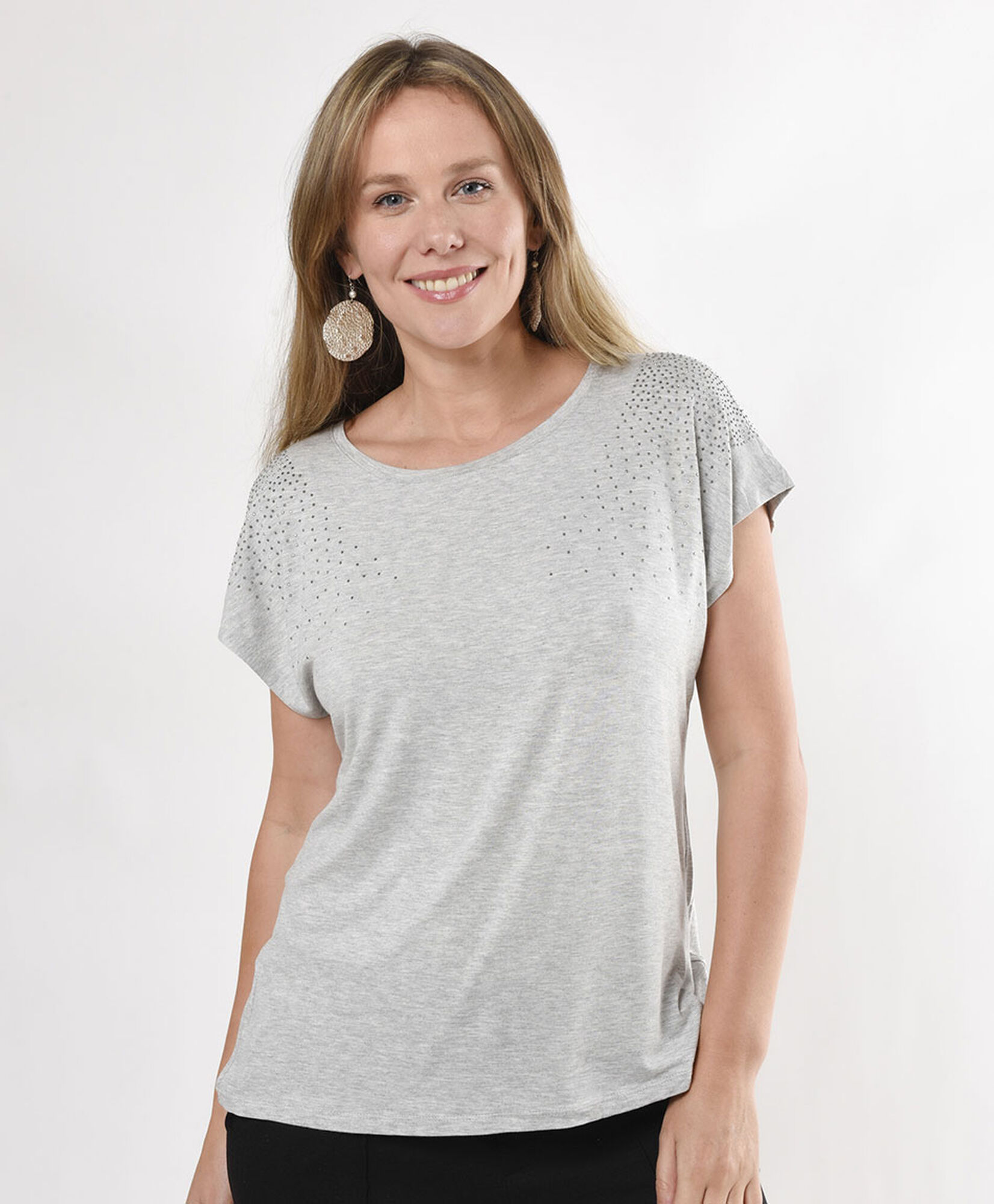 Polera mujer jaspeada tachitas Polera mujer jaspeada tachitas