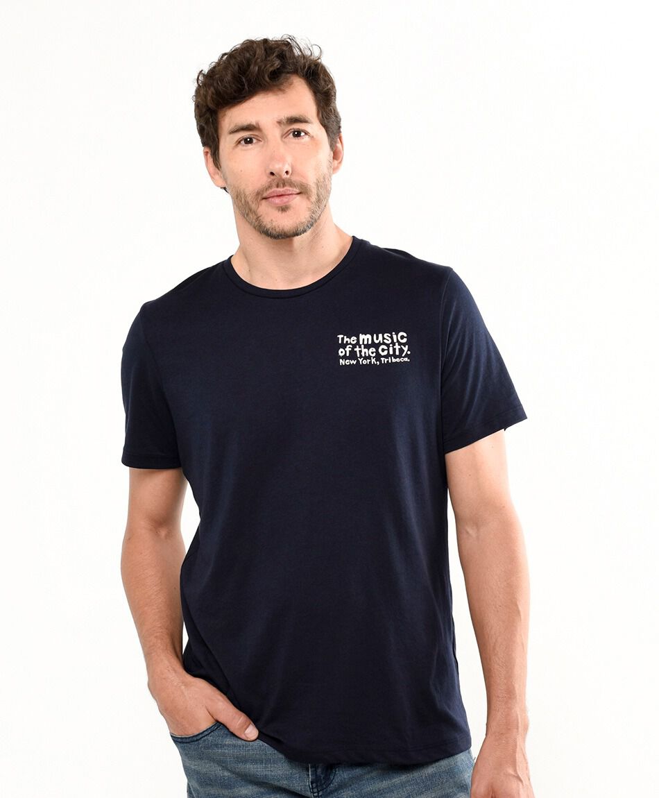 Polera hombre doble estampado music