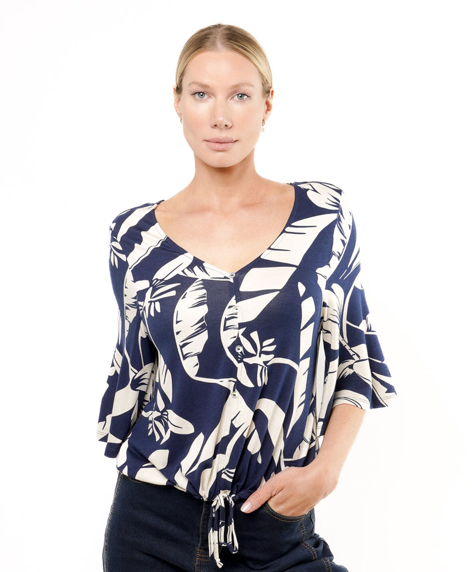 Polera mujer tropical botones Polera mujer tropical botones