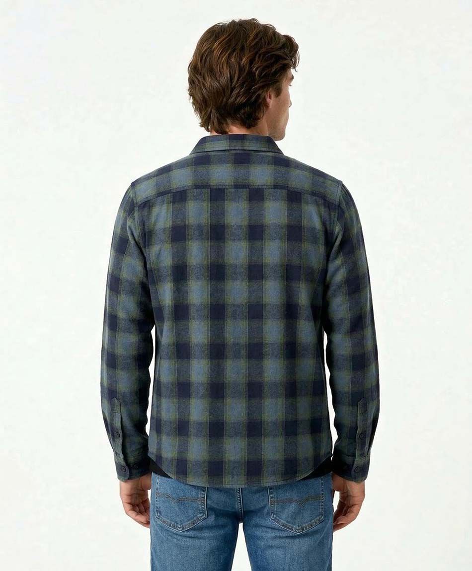 Camisa hombre azul franela