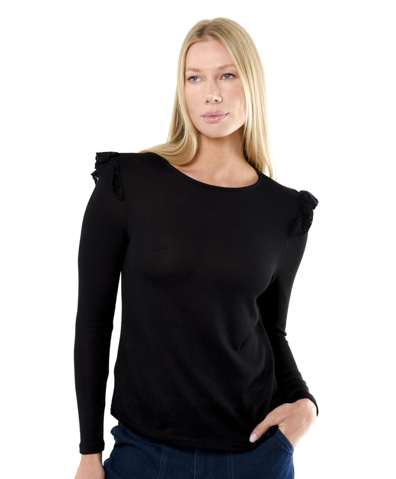Polera mujer vuelitos hombros Polera mujer vuelitos hombros