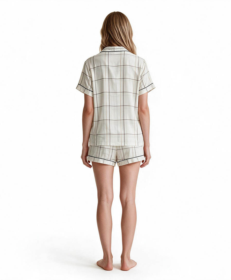 Pijama mujer camisero short escoc&eacute;s lurex