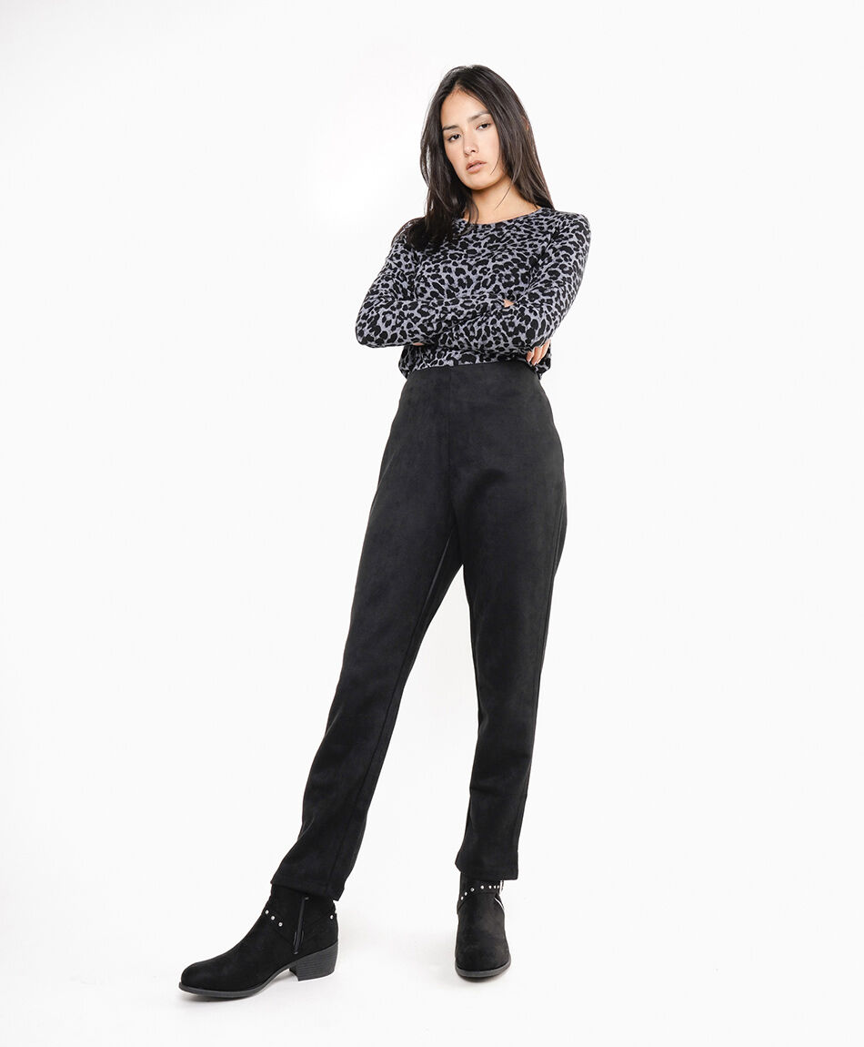 Pantal&oacute;n mujer negro tiro alto