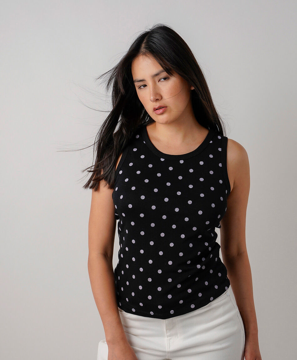Polera mujer top lunares
