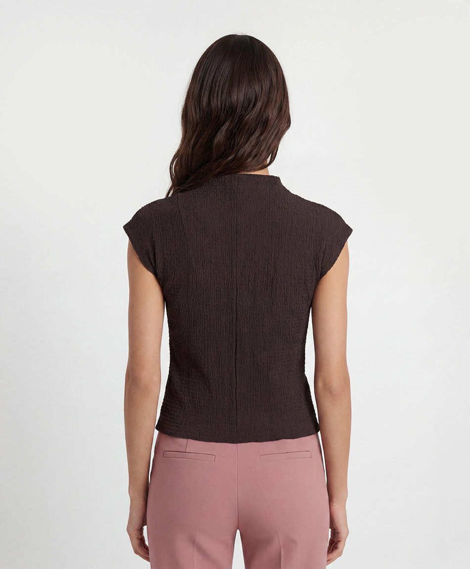 Polera mujer mini cuello textura