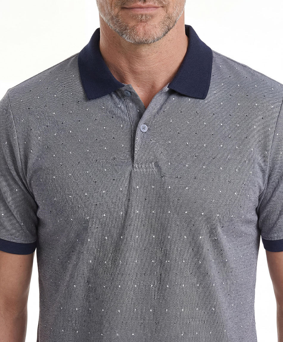 Polera hombre polo cuello azul