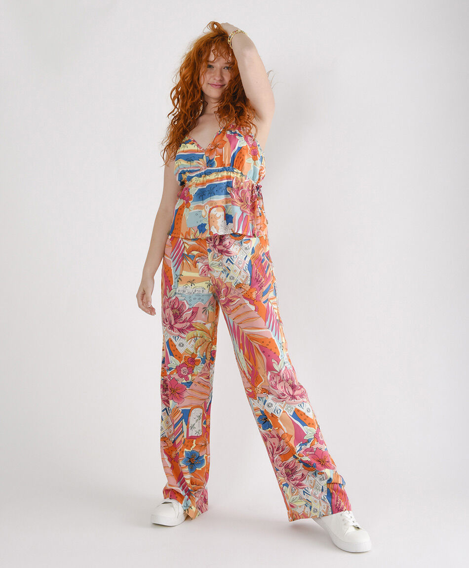 Blusa mujer top tropical crop