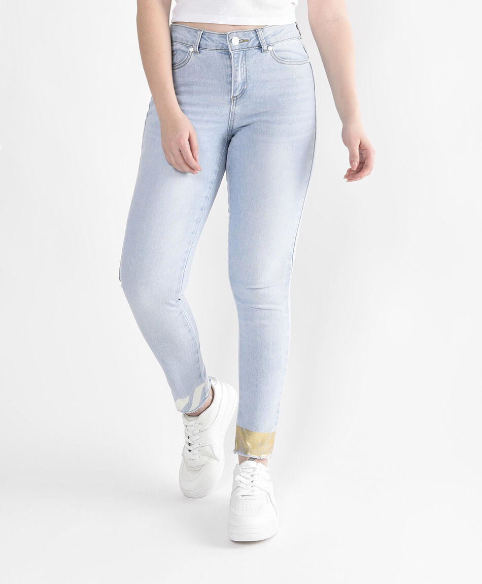 Jeans mujer tobillos print skinny fit