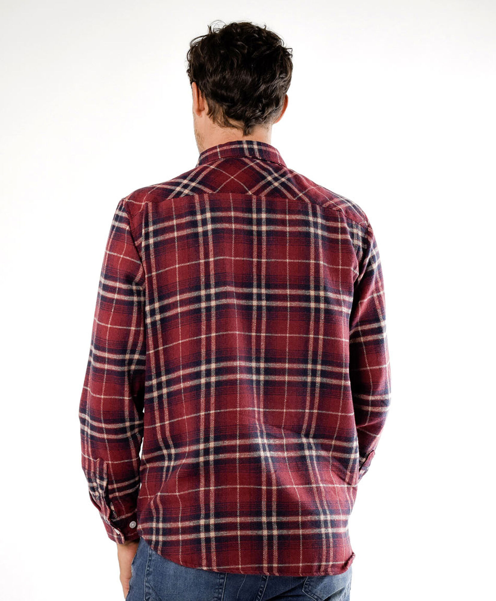 Camisa hombre franela cuadrille rojo oscuro Camisa hombre franela cuadrille rojo oscuro