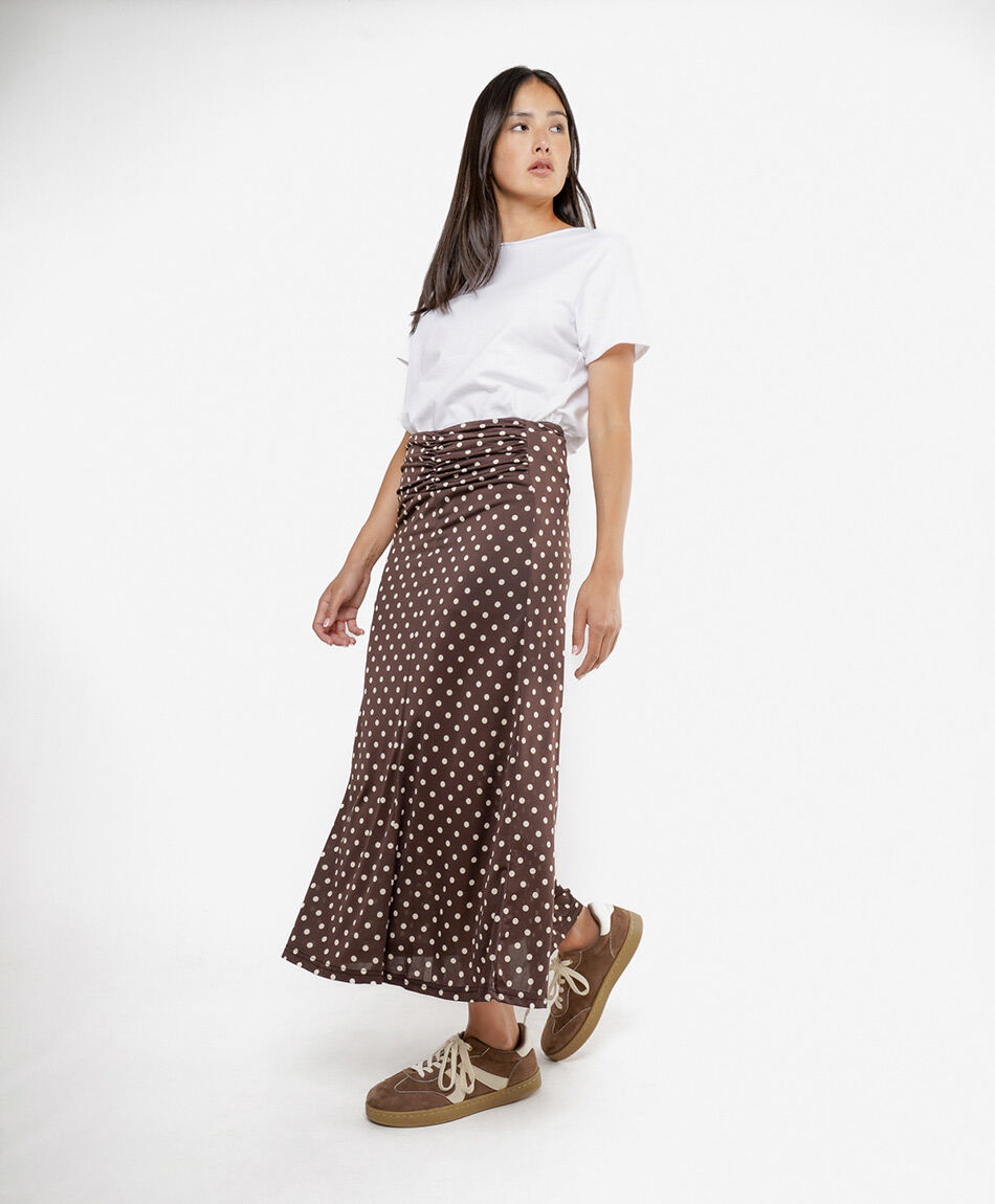 Falda mujer dise&ntilde;o lunares brown