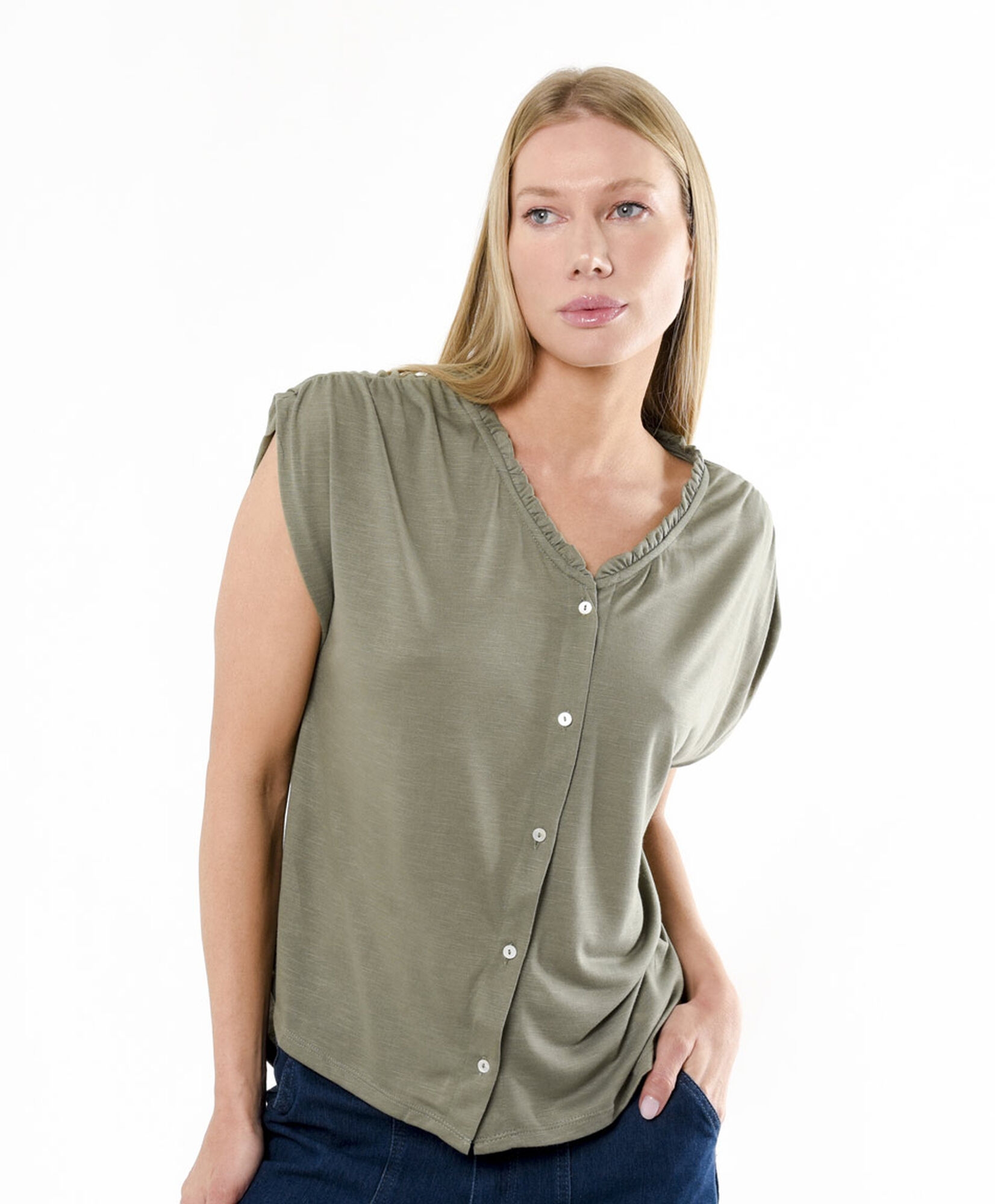 Polera mujer cuello vuelitos Polera mujer cuello vuelitos