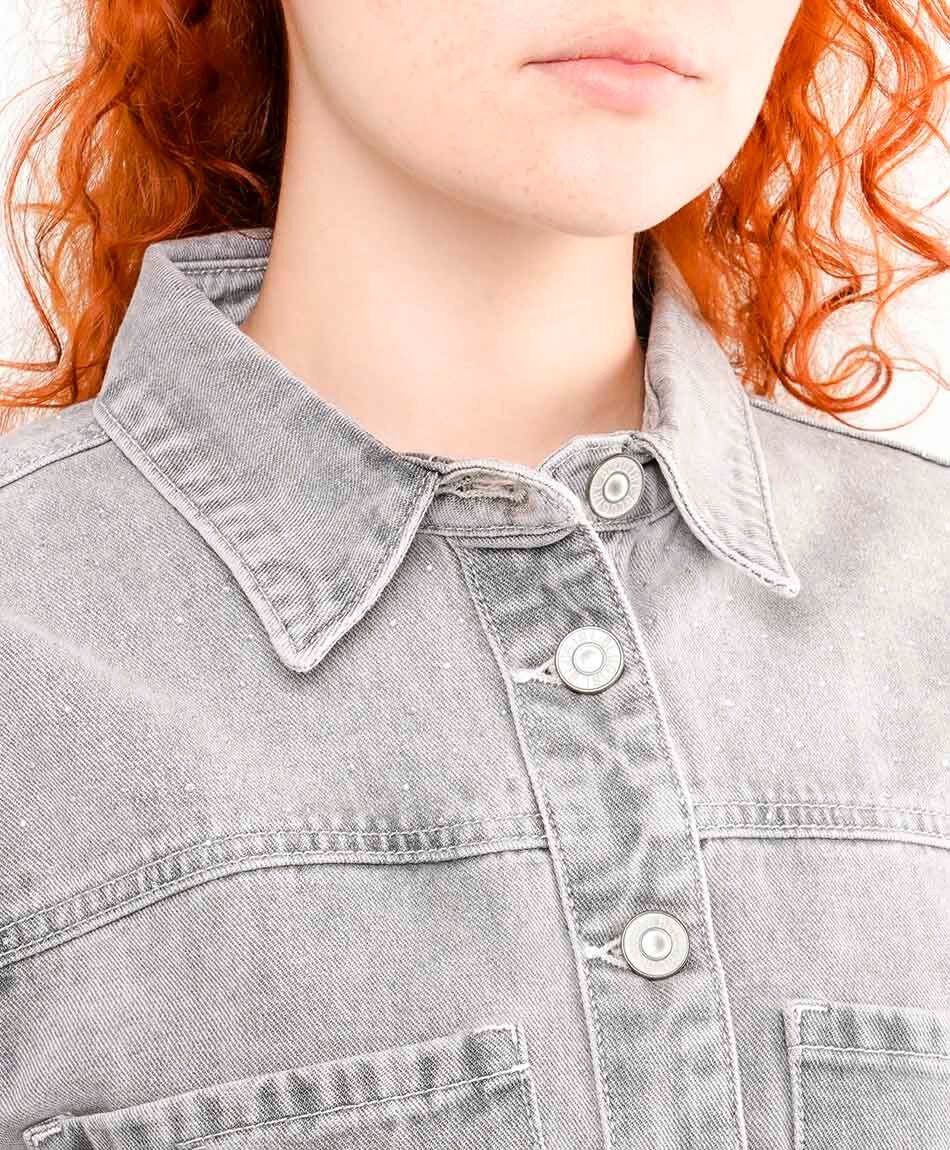 Chaqueta mujer denim strass grey