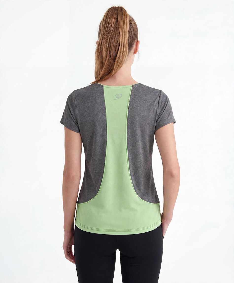 Polera deportiva mujer gris verde