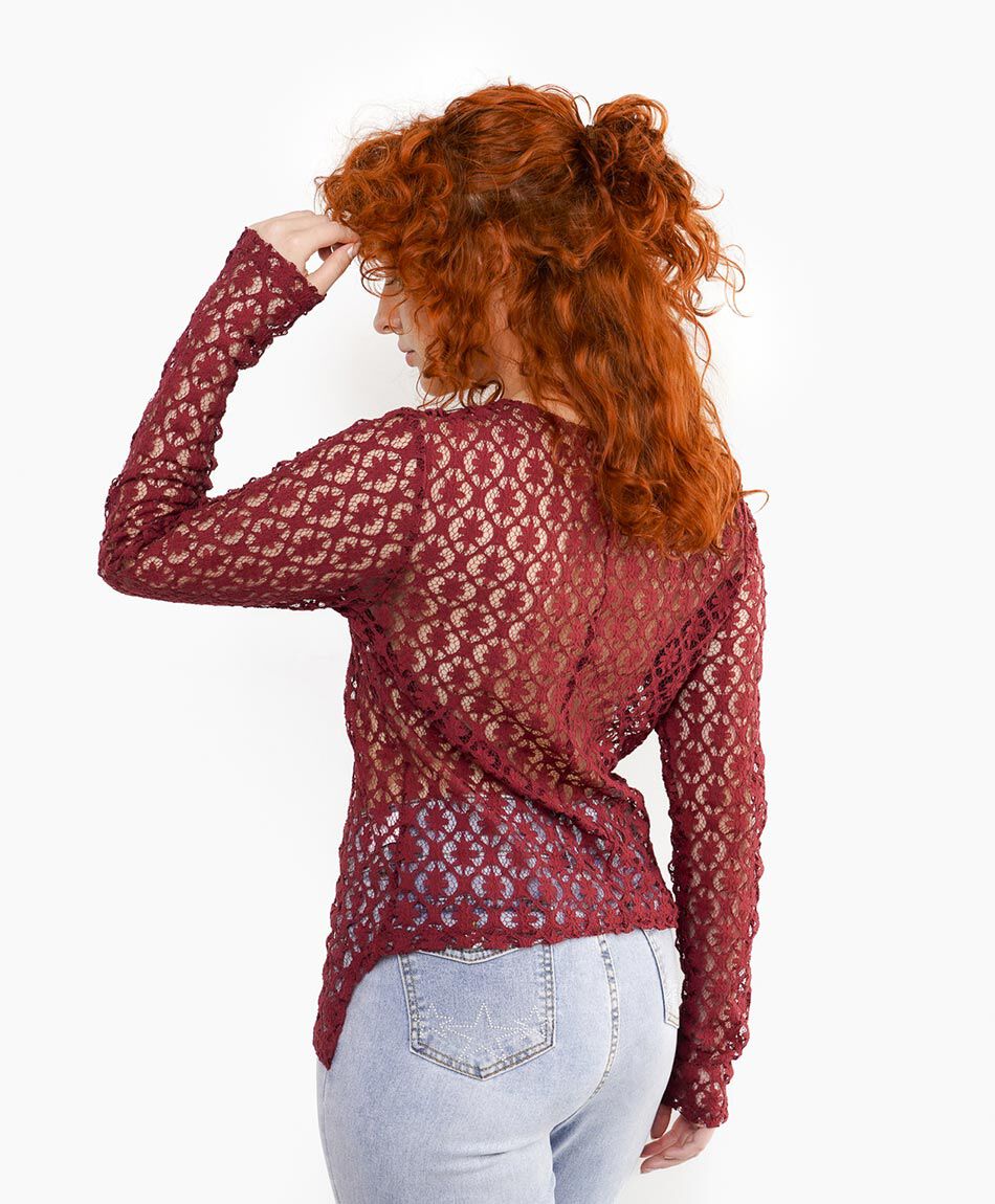Polera mujer encajes florcitas