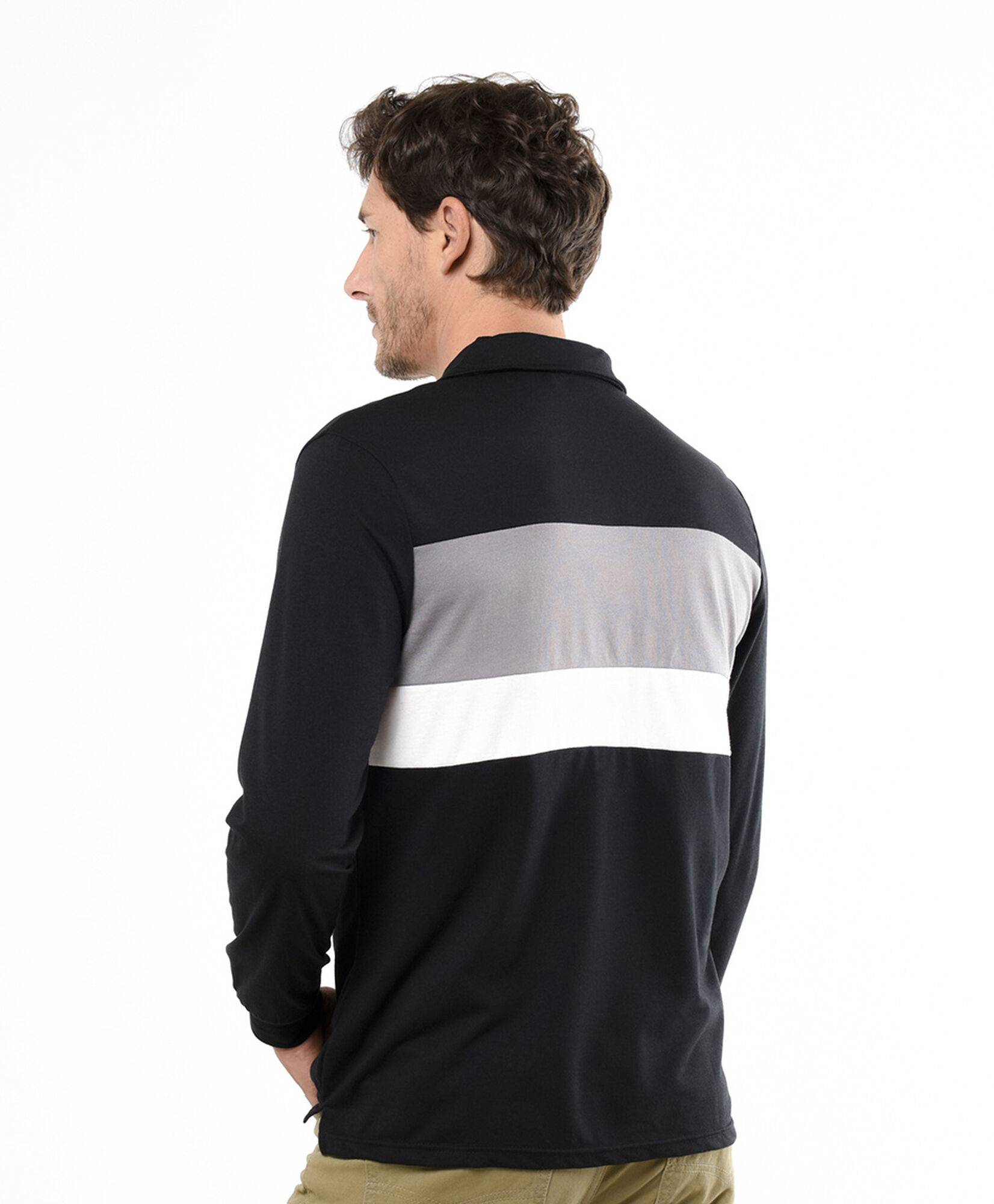 Polera hombre polo tricolor manga larga Polera hombre polo tricolor manga larga