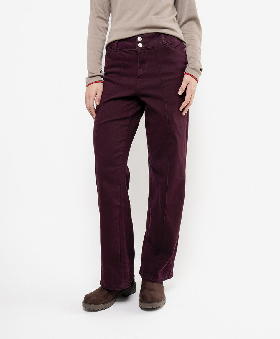 Jeans mujer wide leg costuras verticales