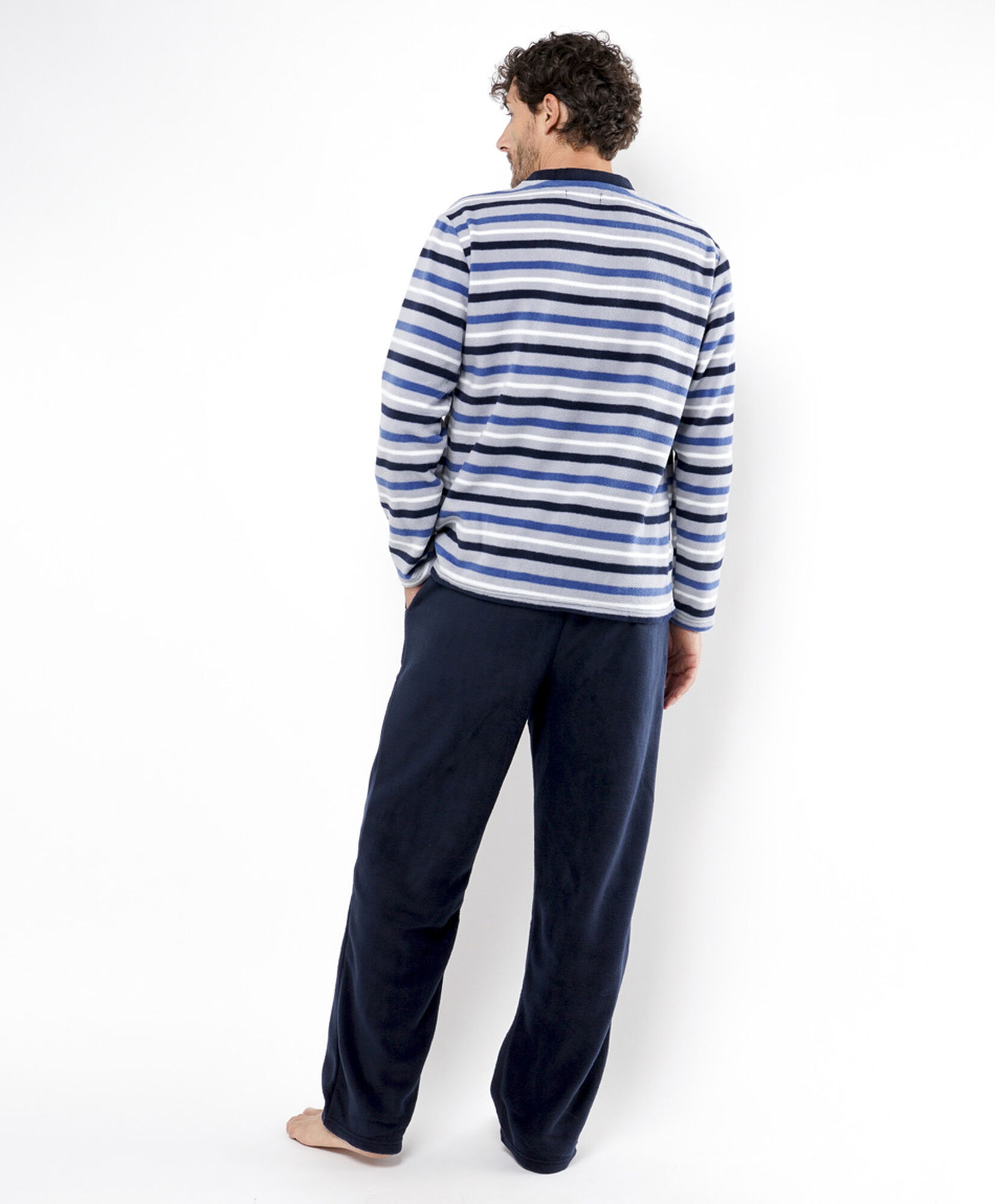 Pijama hombre polar líneas azules Pijama hombre polar líneas azules