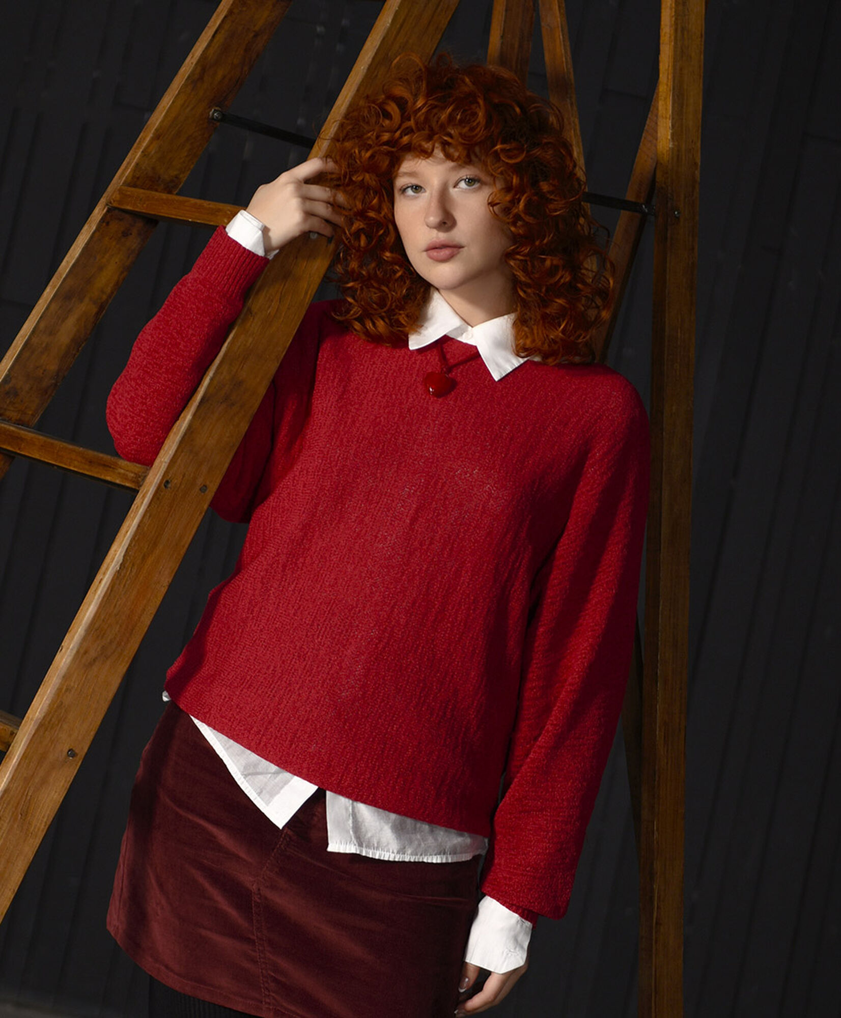 Sweater mujer texturas rojo Sweater mujer texturas rojo