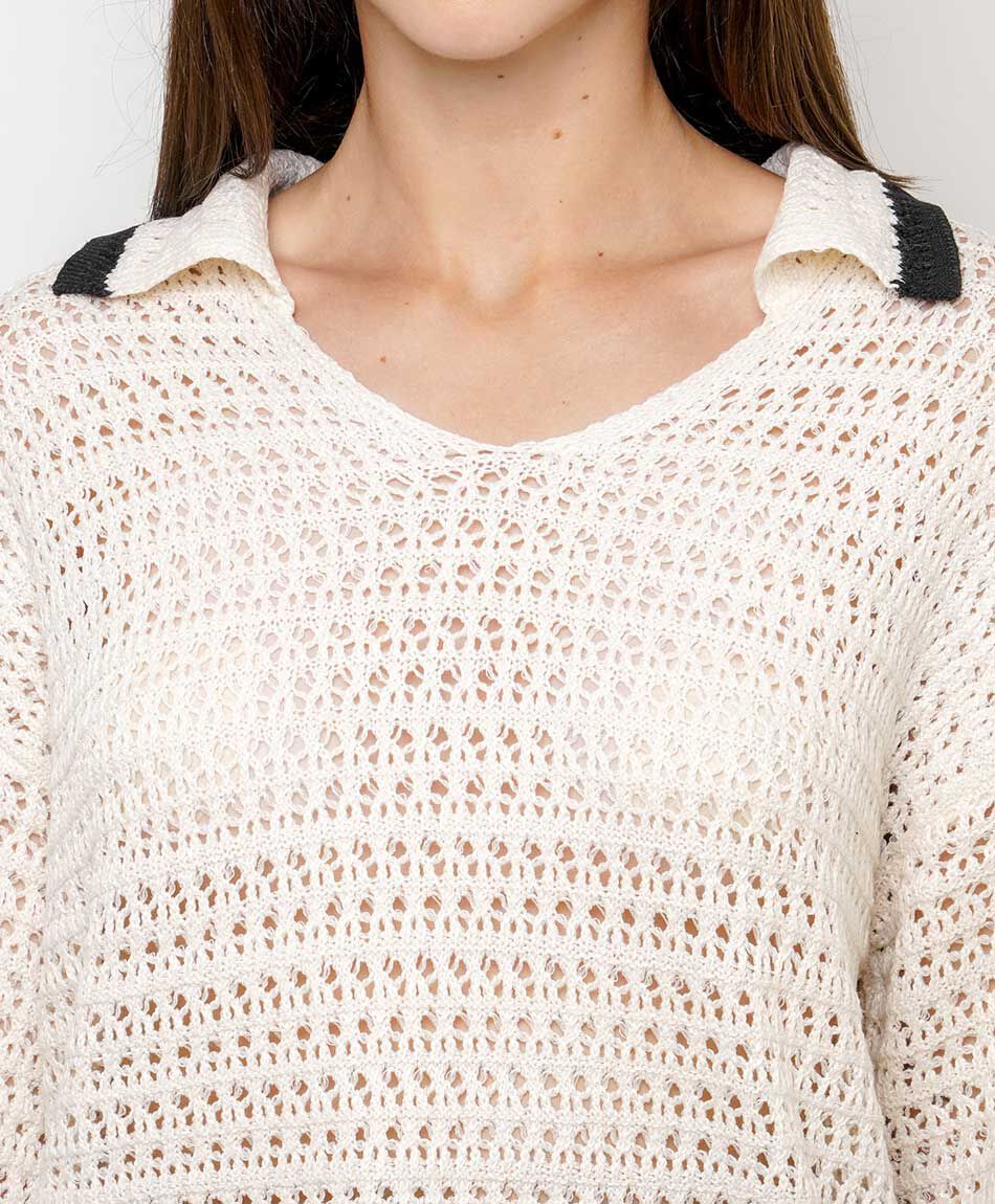 Sweater mujer acanalado black and white