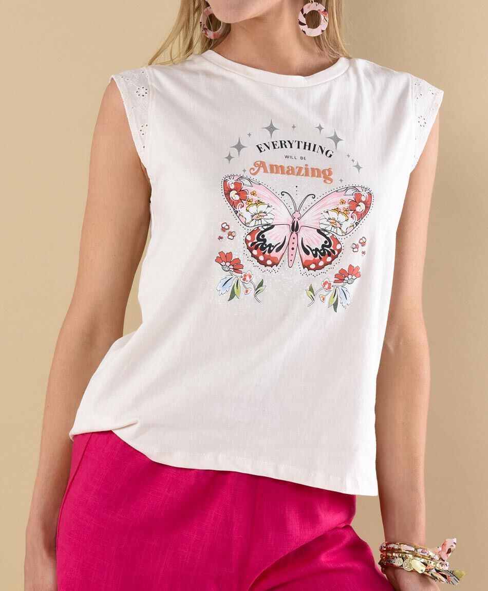 Polera manga mini cuello redondo