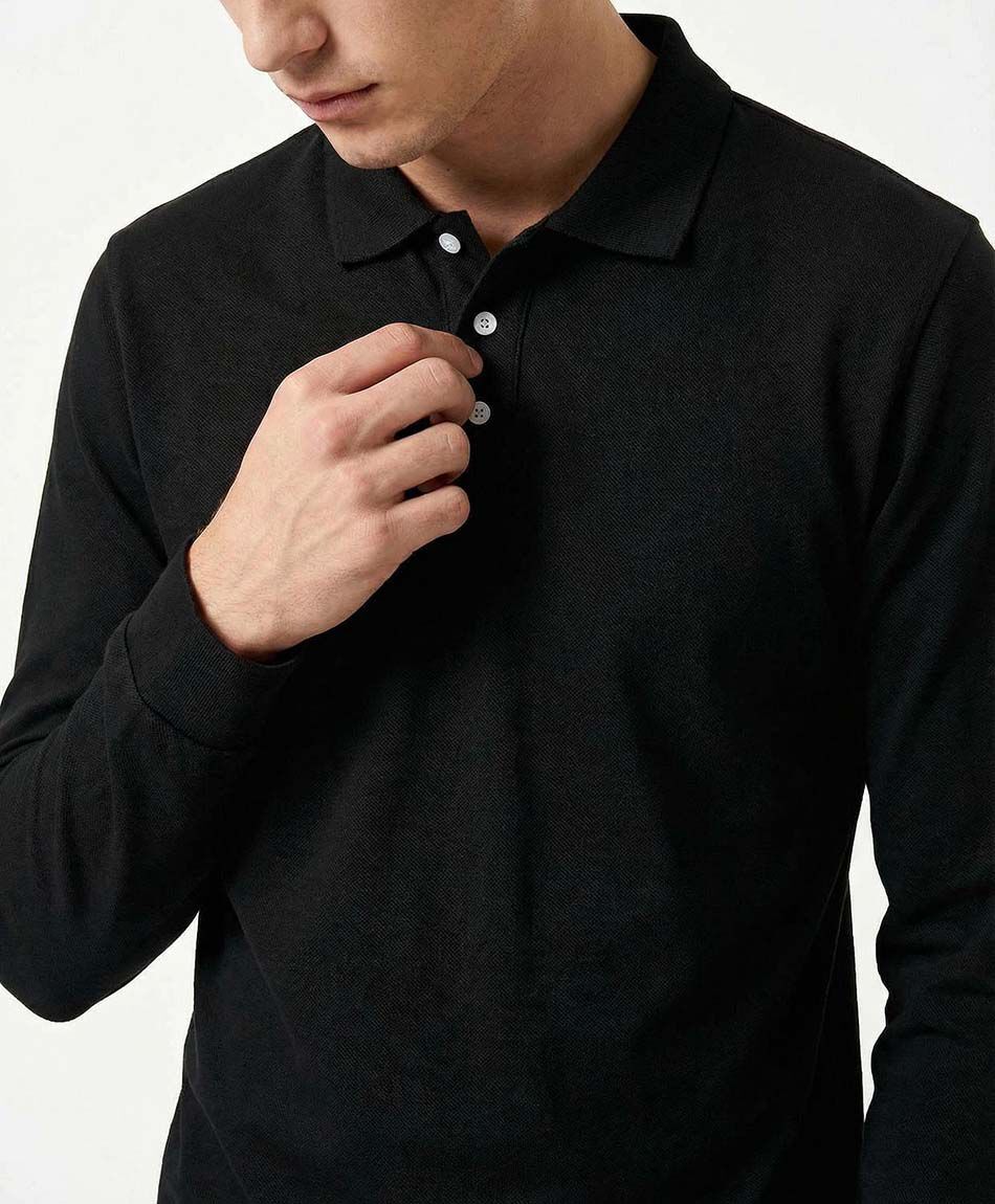 Polera hombre manga larga piqu&eacute;