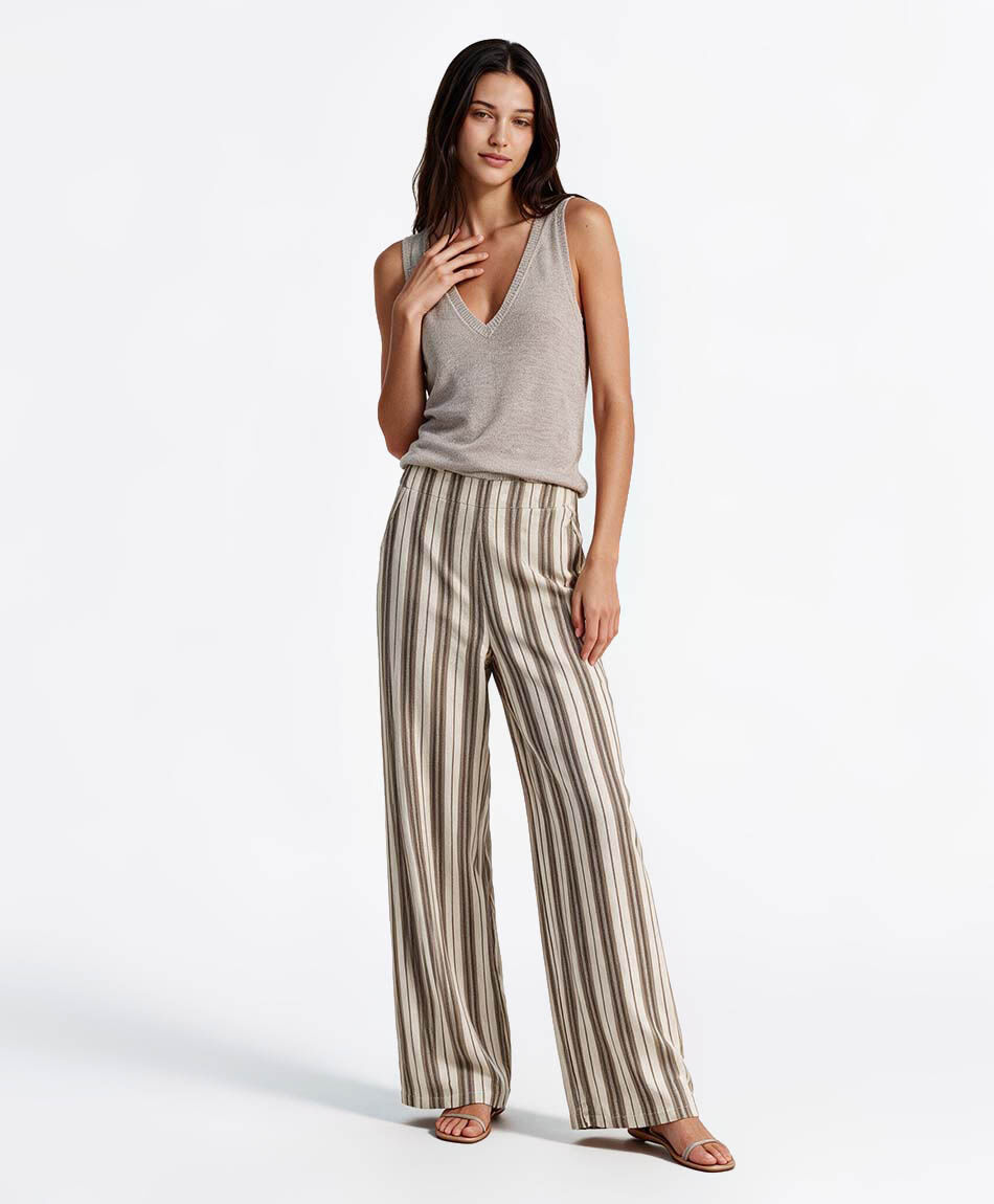 Pantal&oacute;n mujer rayas lino