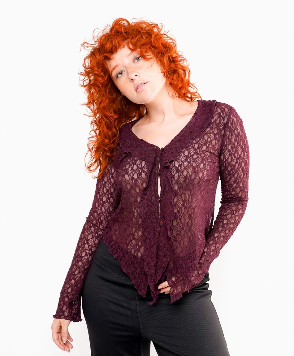 Polera mujer lace volantes