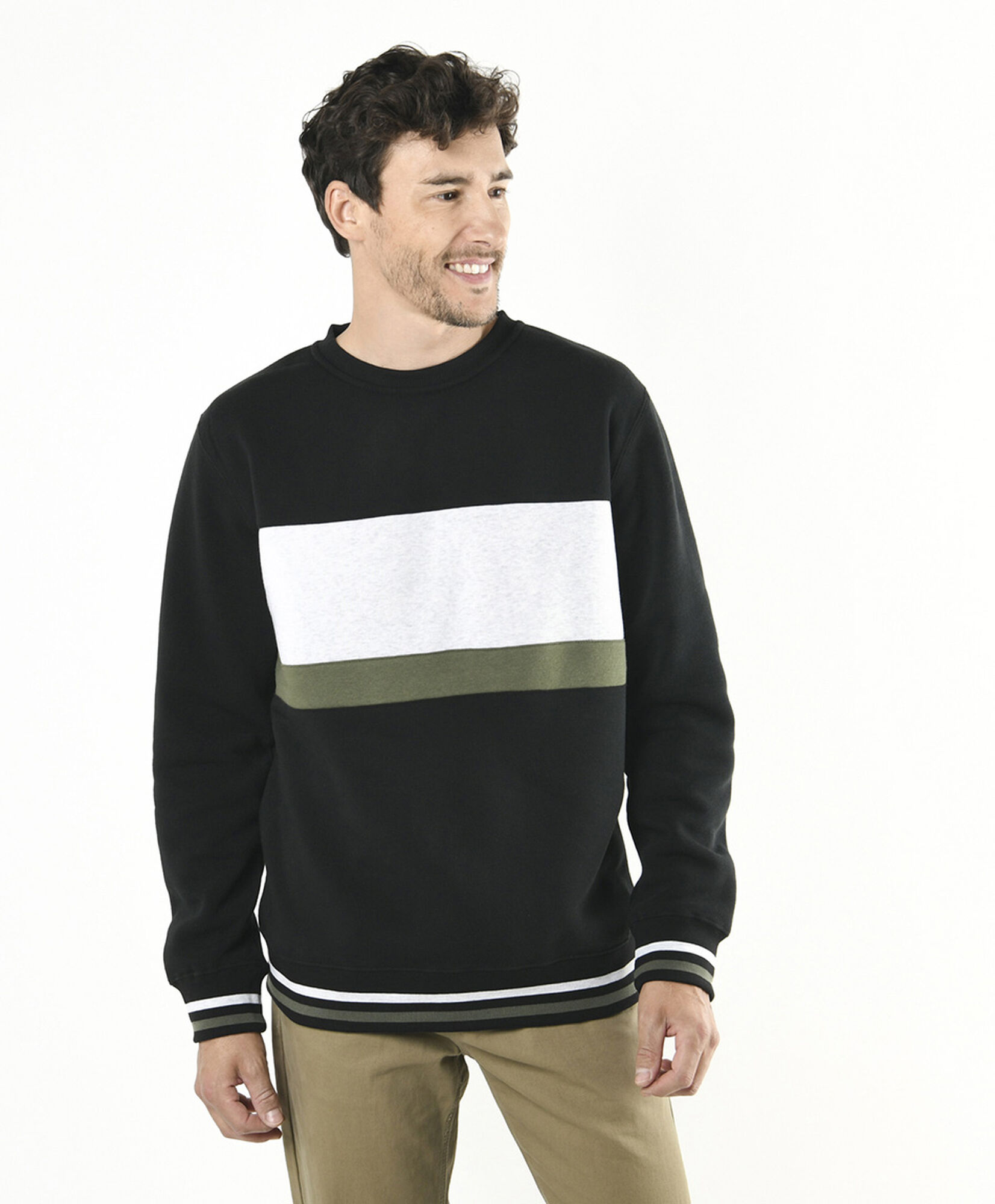 Polerón hombre líneas tricolor Polerón hombre líneas tricolor