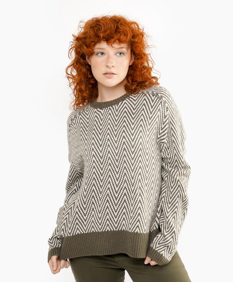 Sweater mujer manga ancha espiga green