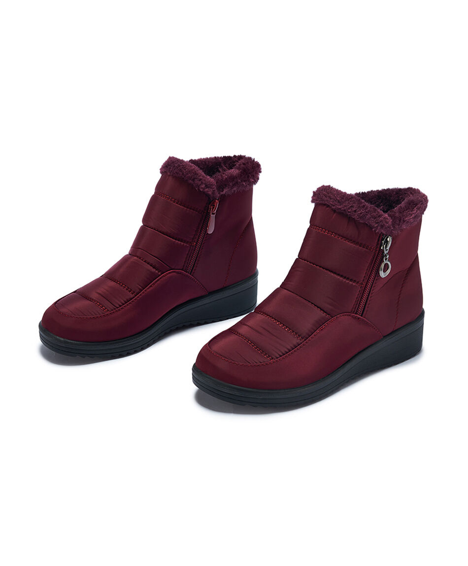 Bot&iacute;n mujer parka cierre color  rojo