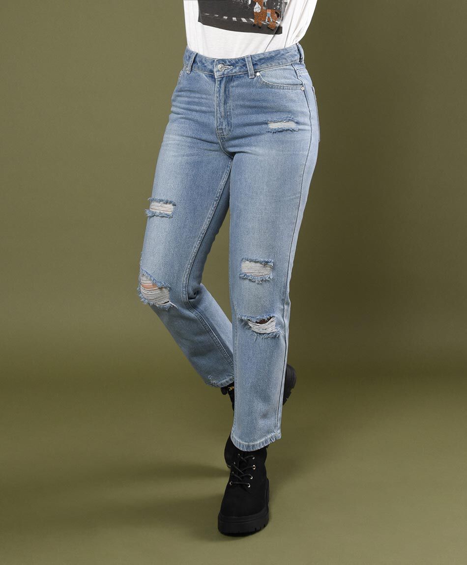 Jeans mujer big destroy straight