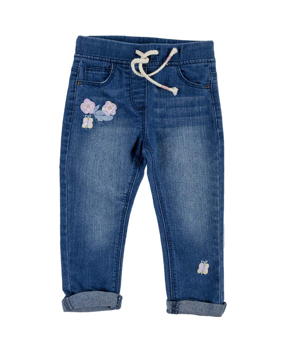 Jeans beb&eacute; floreado