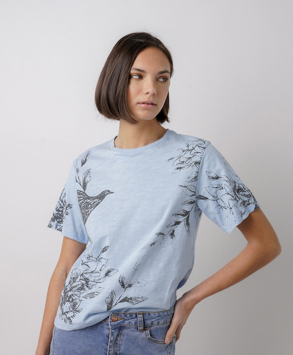 Polera mujer print p&aacute;jaro