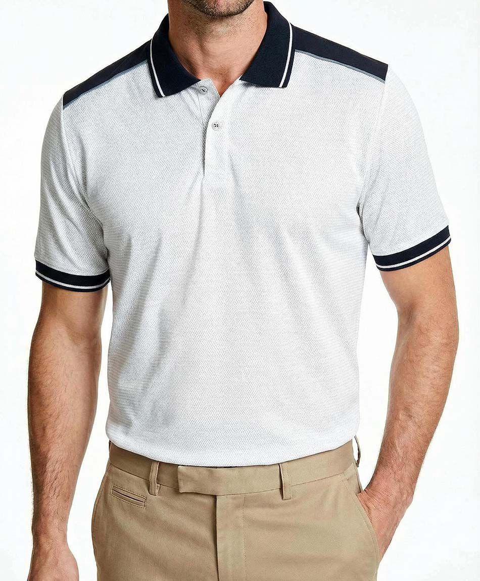 Polera hombre cuello polo black and white