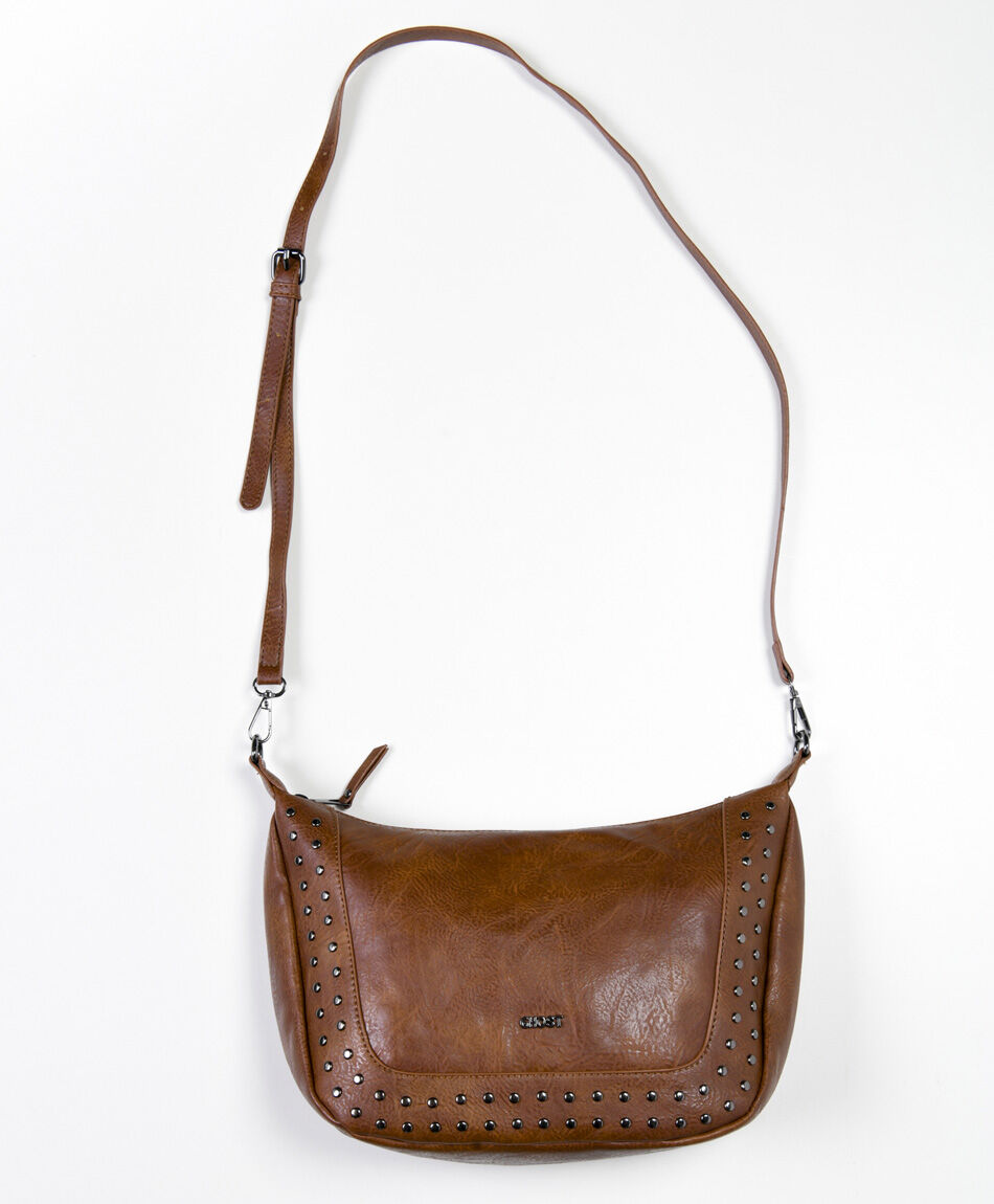 Cartera mujer café tachas