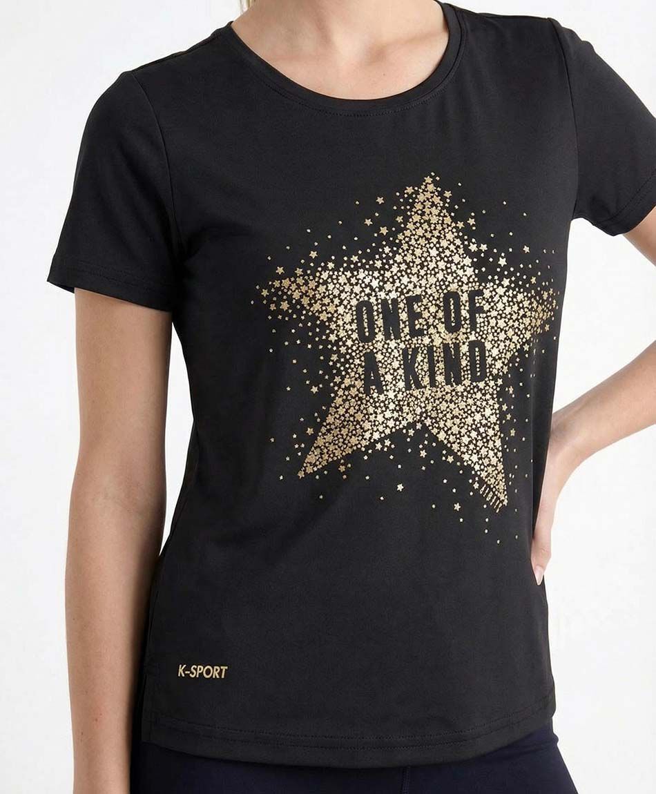 Polera deportiva mujer estrella dorada