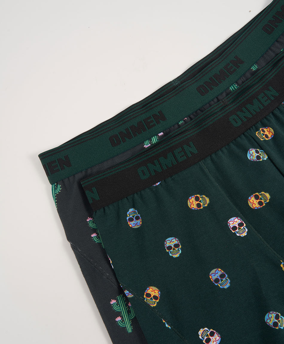 Pack 2 boxer hombre calaveras cactus