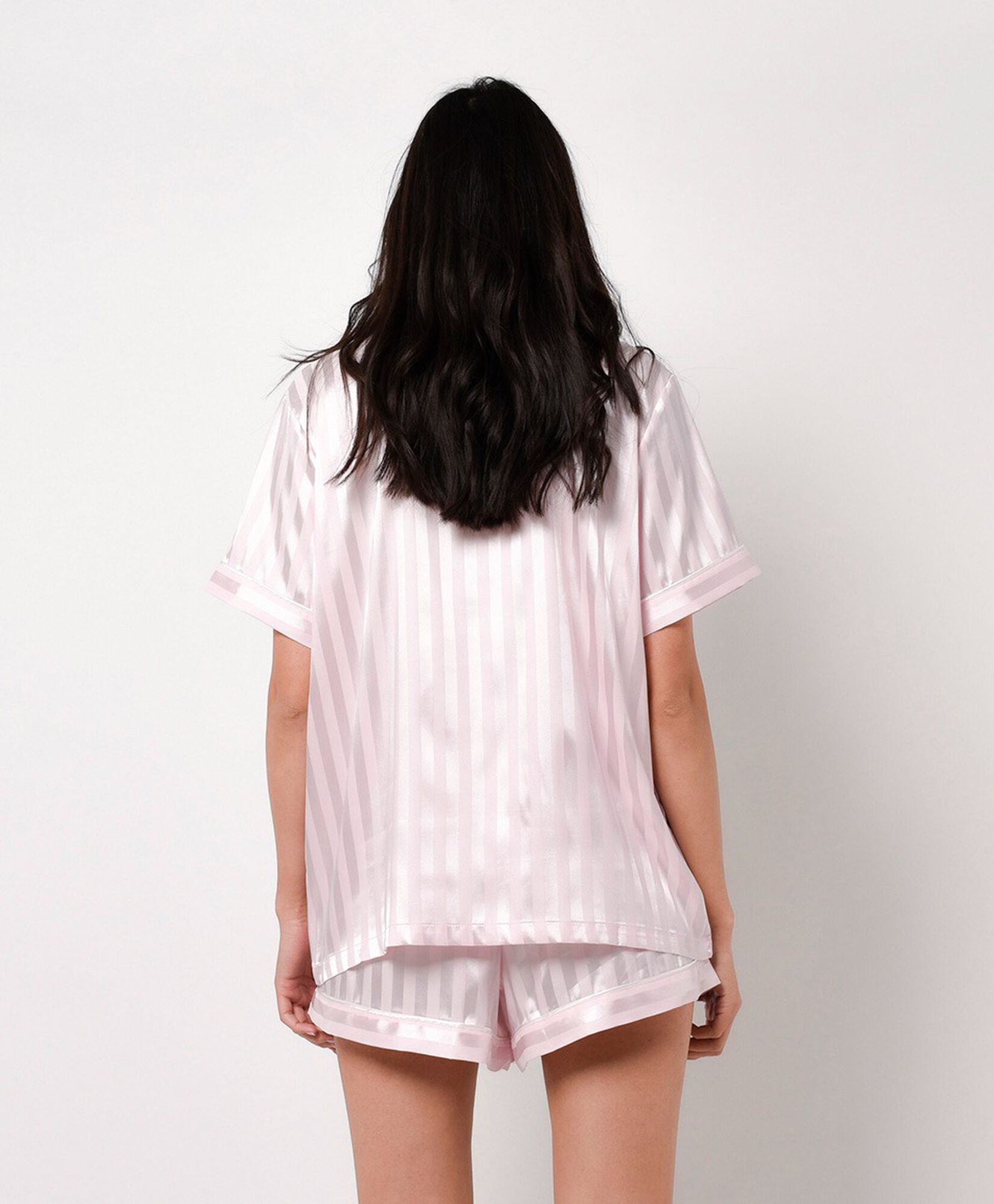 Pijama mujer camisero líneas estilo satín Pijama mujer camisero líneas estilo satín