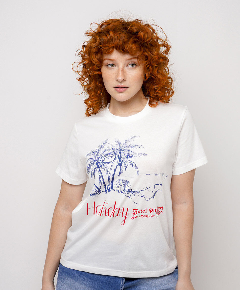 Polera mujer estampado holiday