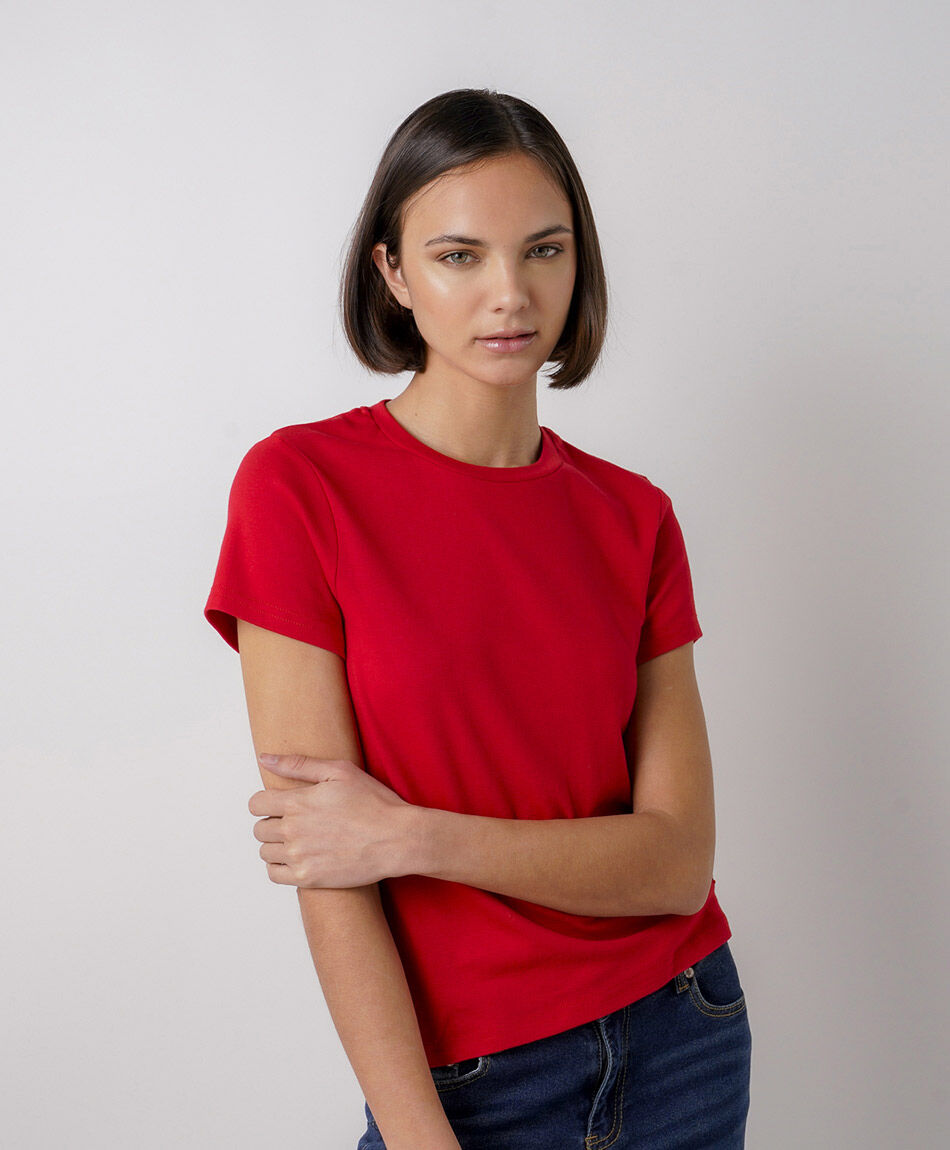 Polera mujer lisa cl&aacute;sica roja