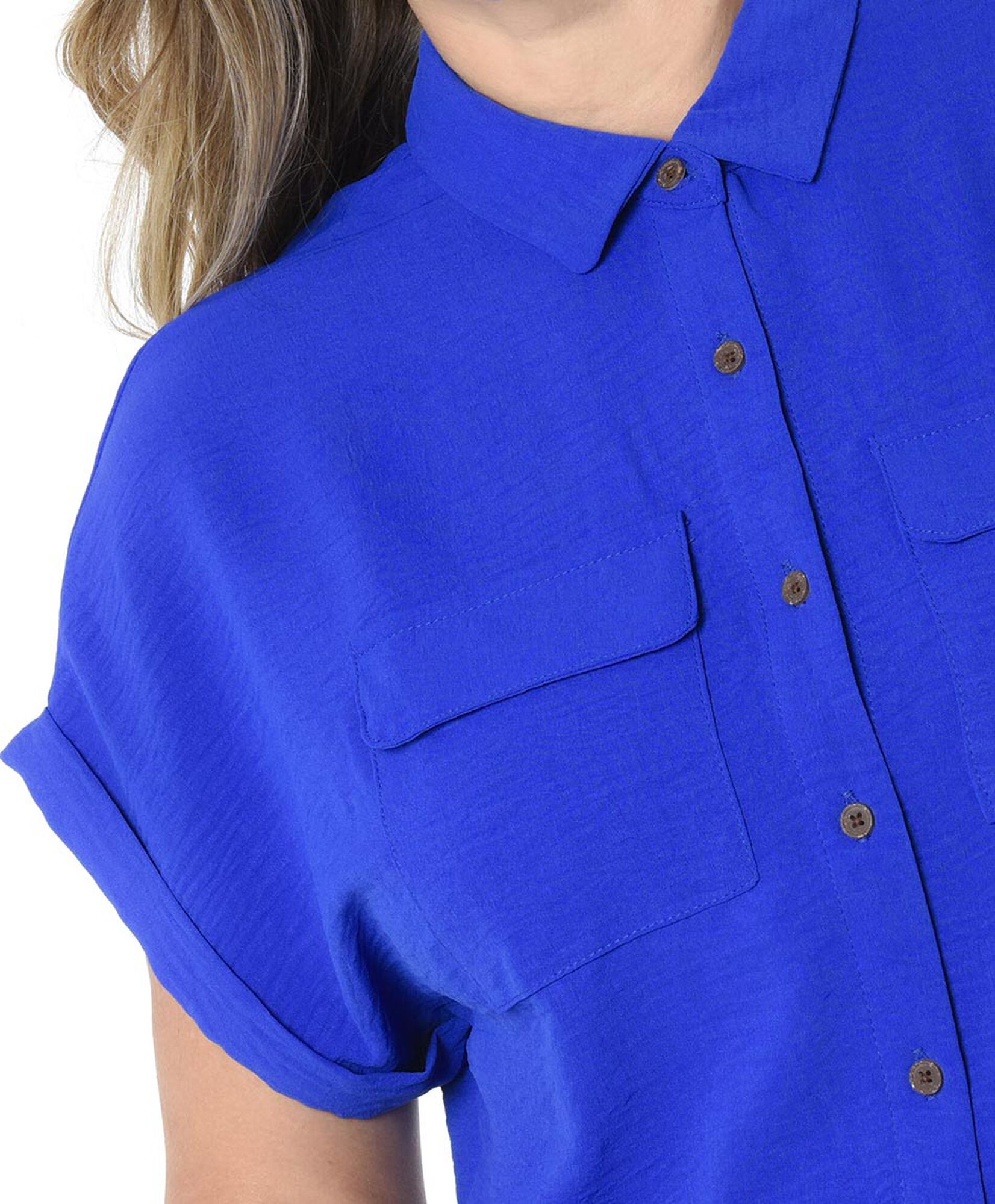 Blusa mujer azul bolsillos Blusa mujer azul bolsillos