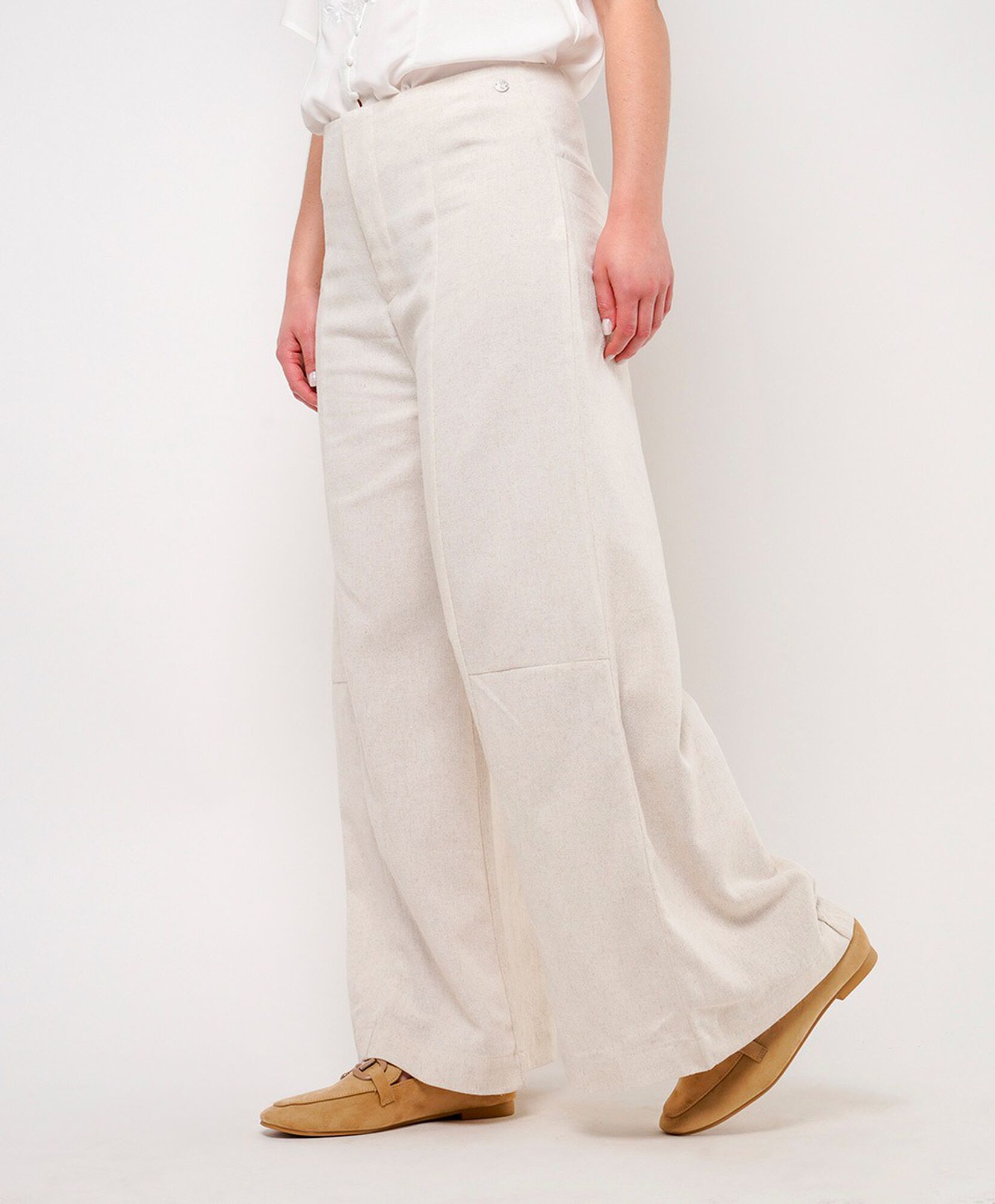 Pantalón mujer tiro alto liso wide leg Pantalón mujer tiro alto liso wide leg