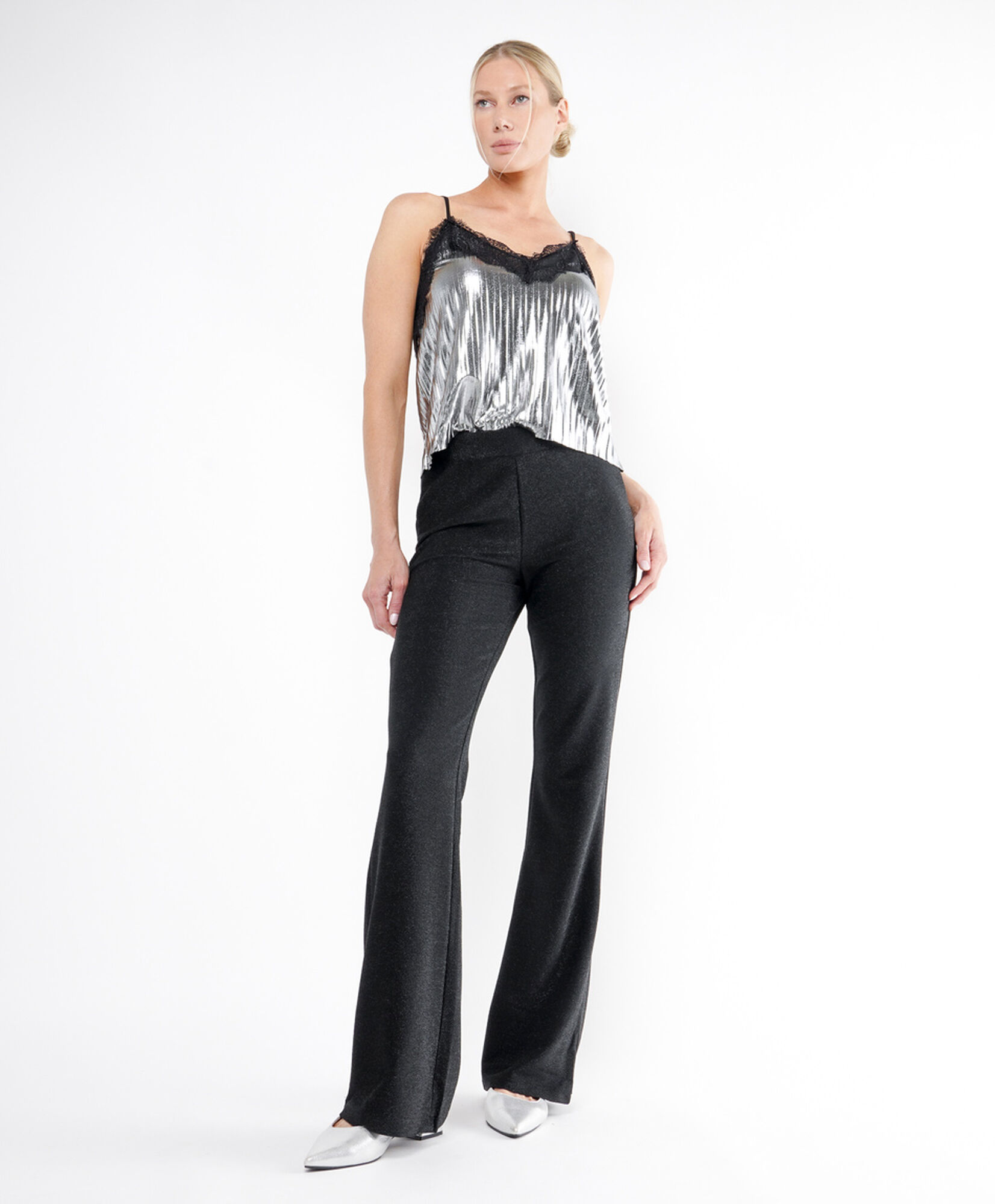 Pantalón mujer brillo flare Pantalón mujer brillo flare