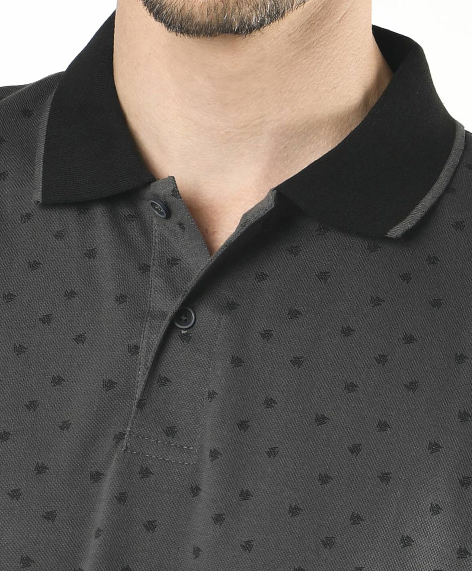Polera hombre gris cuello piqué Polera hombre gris cuello piqué
