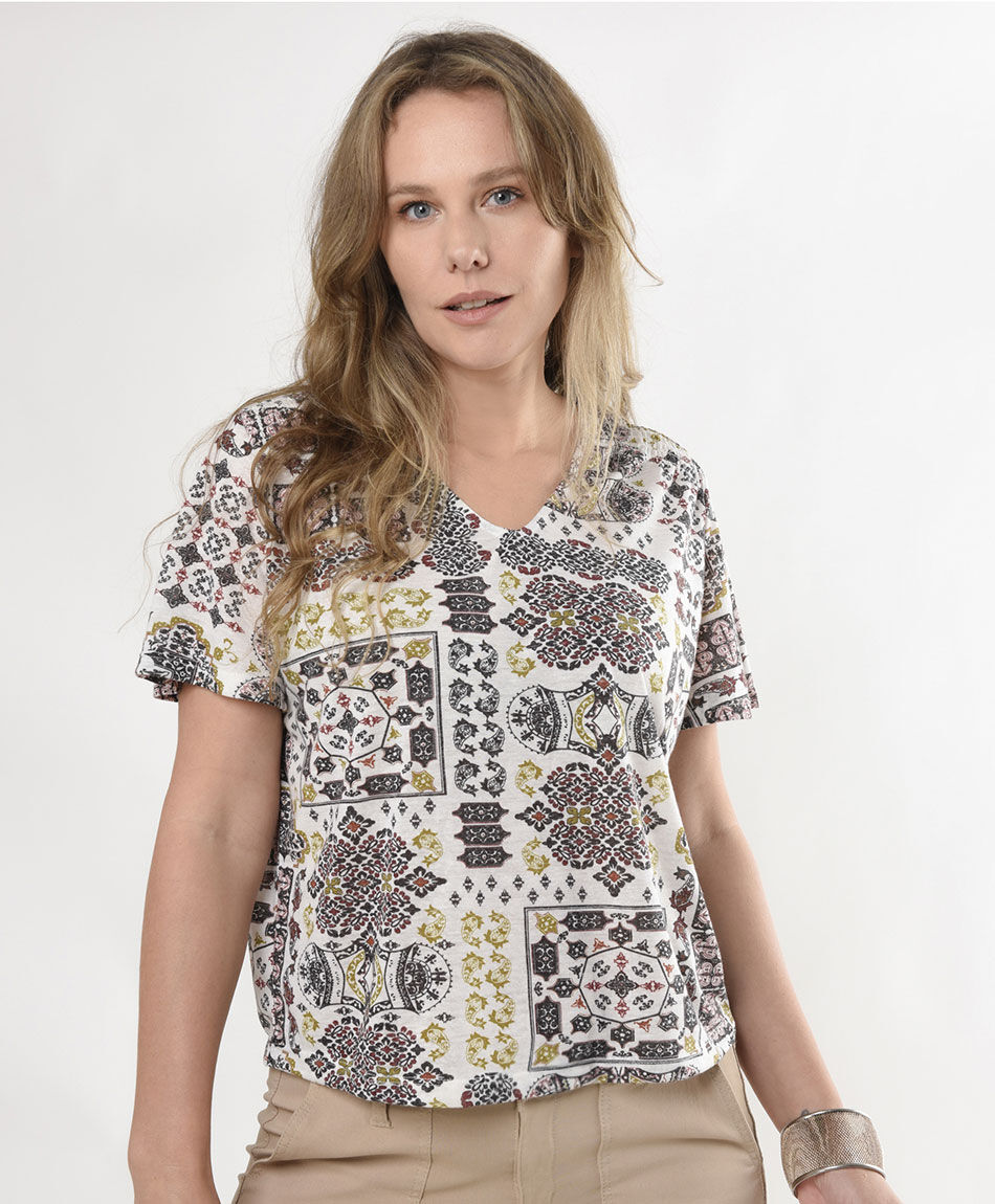 Polera mujer estampada velvet