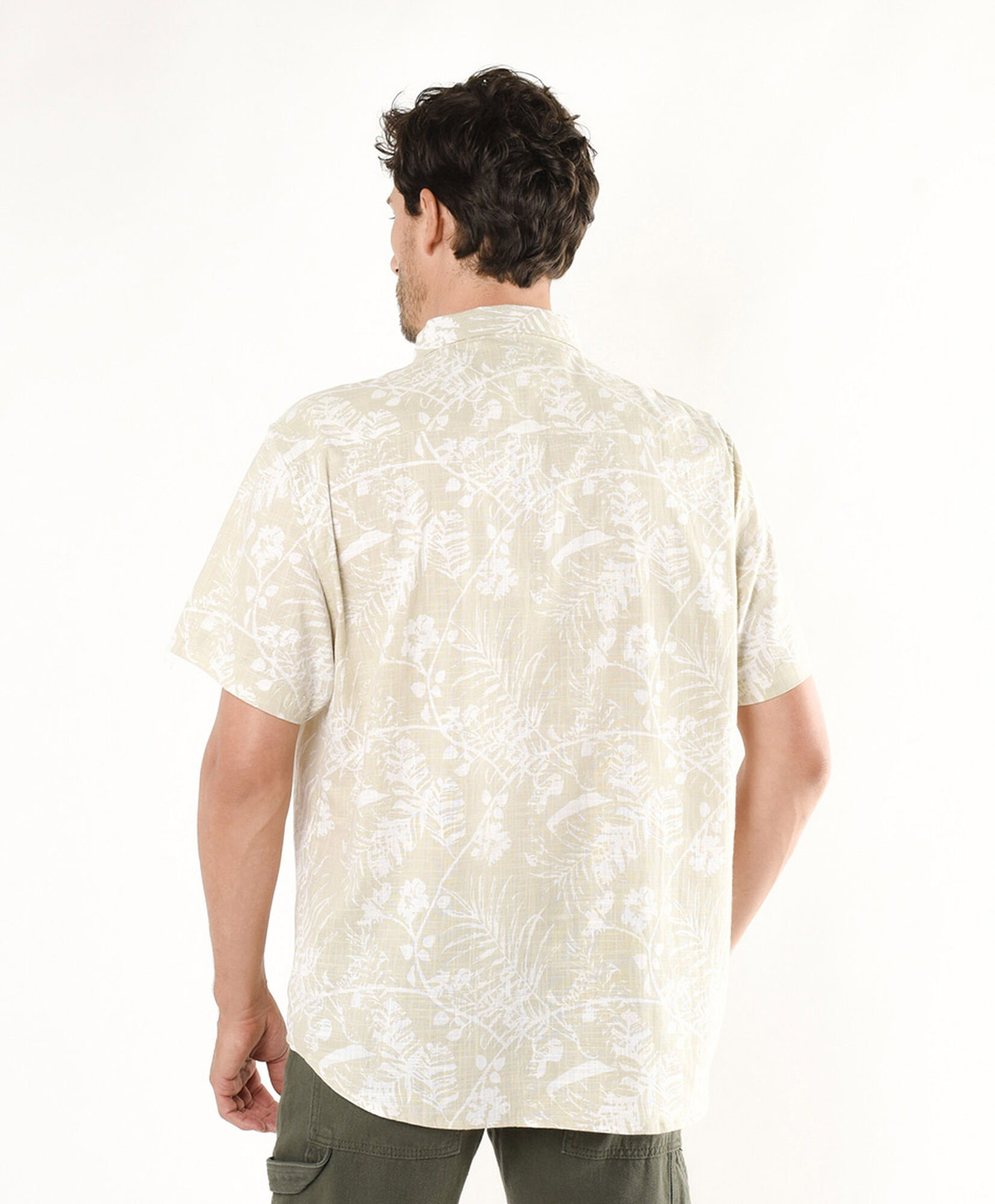 Camisa hombre hojas beige Camisa hombre hojas beige