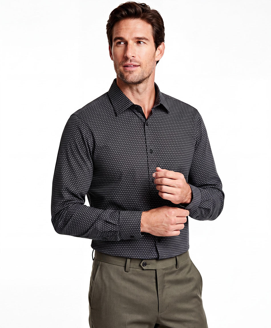 Camisa hombre manga larga micro pixel