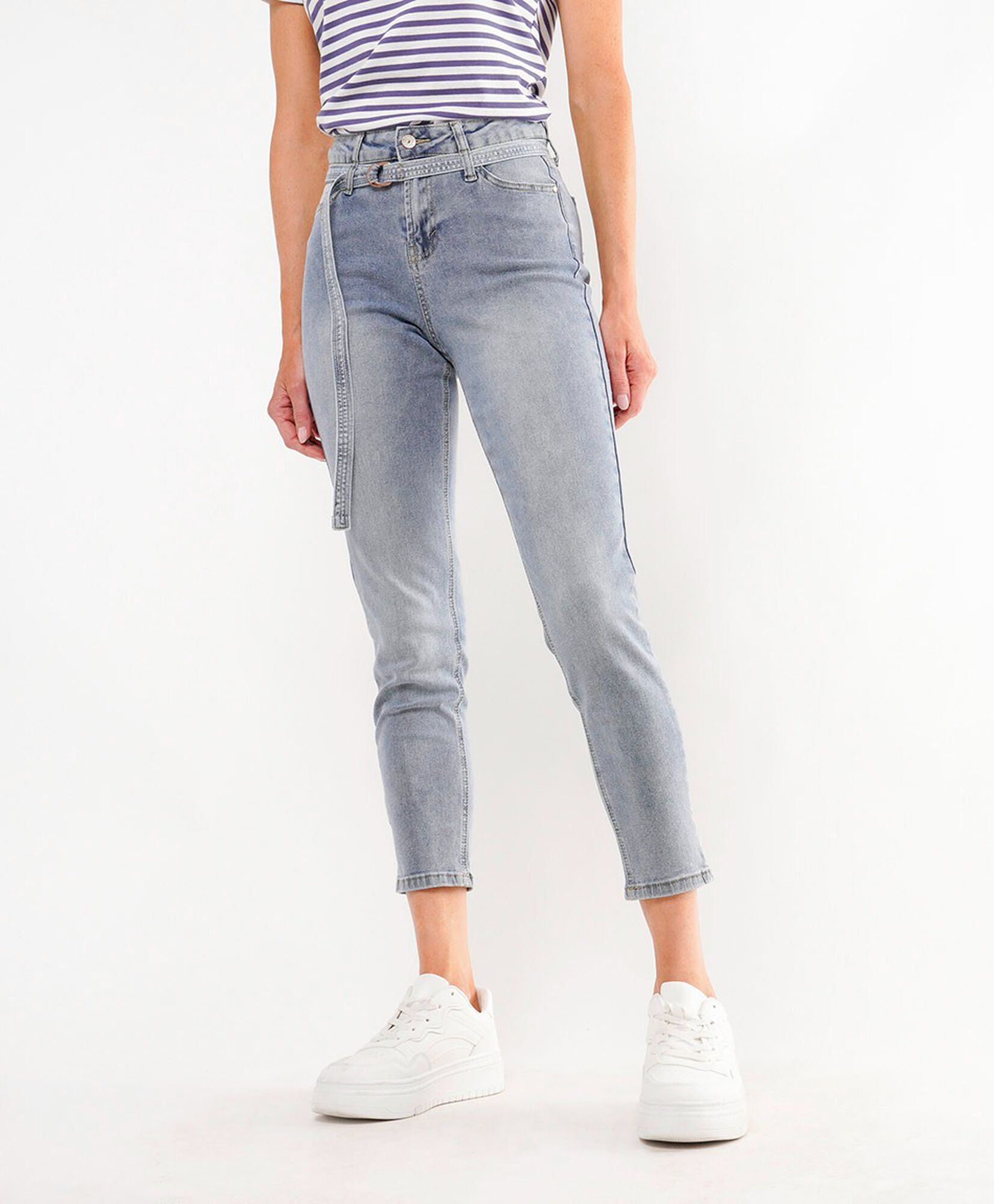 Jeans mujer desgaste cinturón skinny fit Jeans mujer desgaste cinturón skinny fit