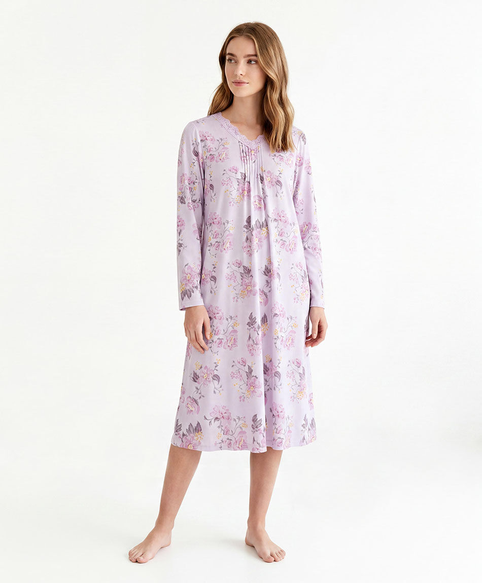 Camisa de dormir mujer floreada rosada
