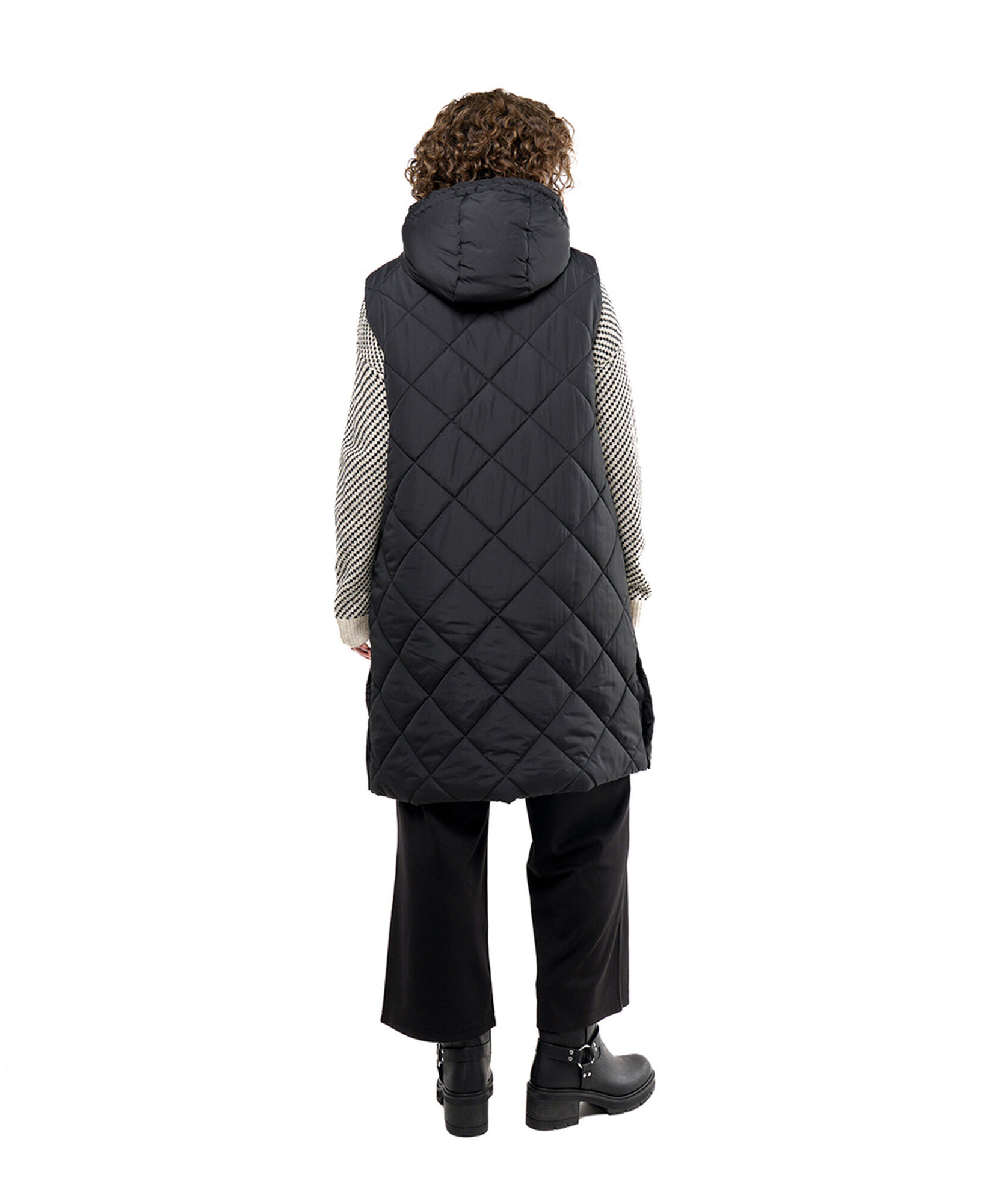 Parka mujer rombos larga sin mangas black Parka mujer rombos larga sin mangas black